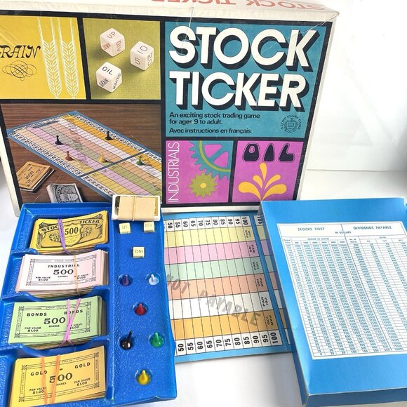 Vintage Stock Ticker Board Game - Stock Market - Coop Clark complete Pink Cover - Picture 5 of 16